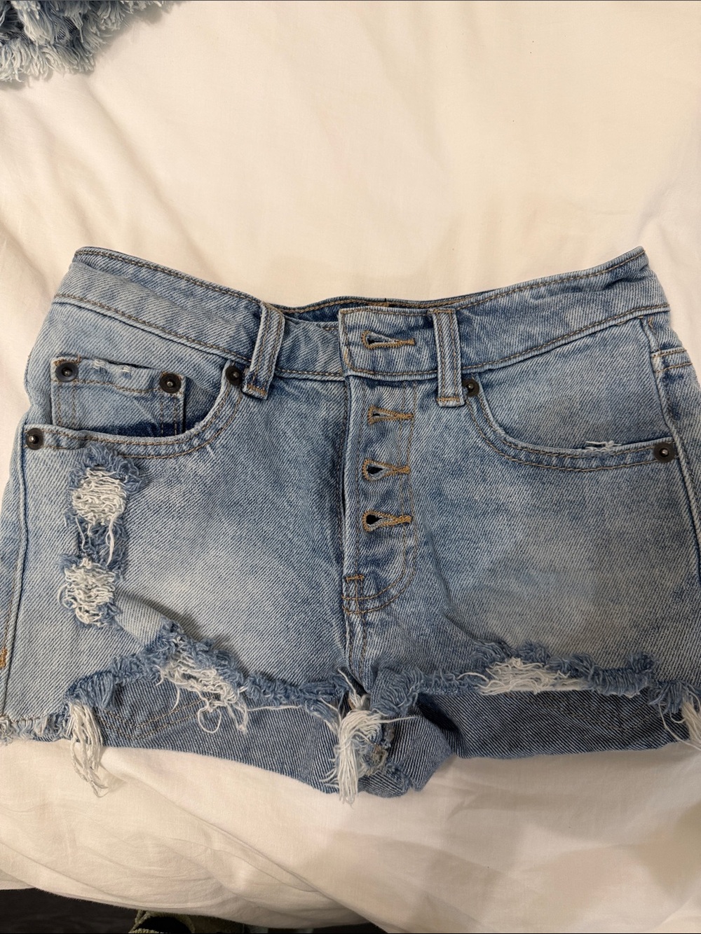 Kids Light Blue Distressed Denim Shorts